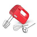 Dash SmartStore™ Deluxe Compact Electric Hand Mixer + Whisk and Milkshake Attachment for Whipping, Mixing Cookies, Brownies, Cakes, Dough, Batters, Meringues & More, 3 Speed, 150-Watt – Red