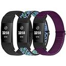 Puhuite Bands Compatible with Fitbit Charge 2 Bands for Women Men, Classic & Special Edition Adjustable Stretchy Nylon Replacement Strap Wristbands for Fitbit Charge 2