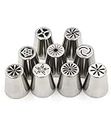 SEVIA Stainless Steel Piping Nozzles Cake Decoration Russian Icing Tips Home DIY Tools- 9 Pieces