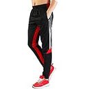 Shinestone Men's Skinny Sportswear Soccer Training Pants Fitness Pants Casual Pants (X- Large, Back red)