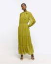 River Island Womens Green Tea Chiffon Dress Size 6