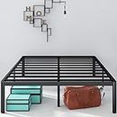 Zinus Korey 35,6 cm Platform Metal Bed Frame with Upholstered Headboard, Noir, 190 x 135 cm