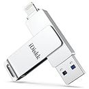 iDiskk 128GB Chiavetta lightning USB per iPhone Chiave fotografica certificata MFi per iPad, pendrive esterna memoria di backup Mac e PC