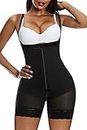 YIANNA Fajas Colombianas Shapewear for Women Tummy Control Post Surgery Compression Garment with Zipper Crotch, 1-black (Front Zipper), X-Large