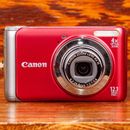 Canon Powershot A3100 IS 12.1MP Red Digital Point & Shoot Camera Tested Working