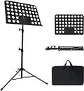 Sheet Music Stand, Height Adjustable Sheet Music Stand Lightweight Metal Desktop Book Stand with Portable Carrying Bag, Book Stand Support and Clip