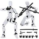 Axingqiwu T13 Action Figure, Figura D'azione T13, Figure Mobili Multi-Snodate, Stampa 3D di Action Figure Robot (Bianco)