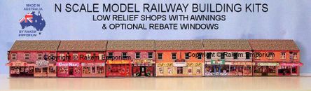Shops Low Relief With Awnings 6 x 11 Shops Model Building Kit N Scale NLRS1