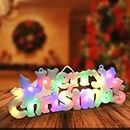 Merry Christmas Sign Lighted for Wreath LED Hanging Window Decorative Light Glowing Letter Sign Light Up Board for Xmas Tree Wall Door Fireplace Indoor Outdoor, 2 Modes, Battery Not Included(Colorful)