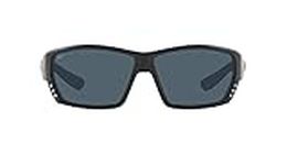 Costa Del Mar Men's Tuna Alley 580P Polarized Rectangular Sunglasses, Blackout/Grey Polarized-580P, 62 mm