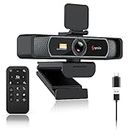 Angetube 4K Webcam - Telecamera USB Ultra HD con copertura privacy e telecomando, doppio microfono con cancellazione del rumore, con adattatore USB-C, plug-and-play, adatta per Win/MAC/PC/portatili