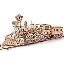 Wood Trick Wooden Toy Train Set with Railway - 34x7″ - Locomotive Train Toy Mechanical Model Kit - 3D Wooden Puzzles for Adults and Kids to Build - Engineering DIY Wooden Models for Adults to Build
