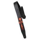 CVG-23-BB Handmade Black On Black Padded Guitar Strap With Red Leather Hand T...