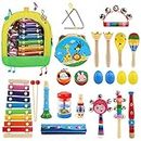 LEADSTAR Kids Musical Instruments, Wooden Toddler Percussion Toy Set, Preschool Educational Learning Musical Toys for Boys Girls with Cute Storage Bag (25 Pcs)