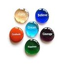 Lifeforce Glass Focus Stones, 6 Inspiring, Encouraging and Motivating Single Words Imprinted on Glass Stones, Inc. Set I.