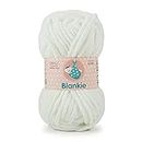 NTGS Ganga Blankie Chenille Yarn Supersoft Knitting Wool Ball, (1 Ball/100 Gram Each) White Colour Ball (200 Grams). Suitable for Craft, Babywear, Baby Blankets,Thick mota Thread Shade no -BLK001