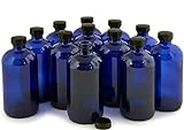 Vivaplex, 12, Cobalt Blue, 16 oz Glass Bottles, with Lids