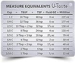 U-Taste Professional Measurement Conversion Chart Refrigerator Magnet in 18/8 Stainless Steel, Conversions for Cups, Tablespoons, Teaspoons, Fluid Oz and Milliliters
