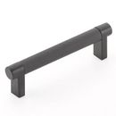 Emtek Select Cabinet Pull 4" C-C, Rectangular Stem, Knurled Bar Metal in Black | 4.75 H x 0.5 W x 1.375 D in | Wayfair 84053.RECUS19.KNUS19