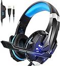 Kotion Each G9000 Over Ear Gaming Headphones with Mic and LED (Black/Blue) Compatible with PC, iPad, iPhone, Tablets, Mobile Phones