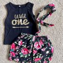Wild One Baby Girl 1st Birthday Outfit