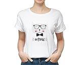 ZapCap Mart Kitty CAT Bow Gentle 100% Cotton Round Neck Graphic Printed T Shirt for Women, Cartoon t Shirts, Cat Lover t Shirt, Graphic tees for Women