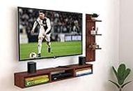 DAS Wall Mount TV Entertainment Unit/with Set Top Box Stand and 3 Wall Shelves Display Rack Classic Walnut (Ideal for up to 48") Screen- Bolivar