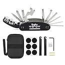 WOTOW Bike Repair Tool Kit Set, Bicycle 16 in 1 Multitool Hex Key Wrench & Bike Tube Patch Kit & Tire Lever & Hard Carrying Case, Portable Handy Cycling Maintenance Fix Set for Road Mountain Bikes