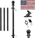 HOME RIGHT American Flag with Pole,Flag Poles kit for 3 x 5 Flags Holder,Including 100% Polyester Flags, 6 FT Stainless Steel No Tangle Spinning Pole and 2-Position Flag Pole Bracket（American Flag）