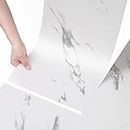 HOMSUN Vinyl Flooring Stickers, Peel and Stick, Waterproof Marble Design Wallpaper Tiles for Walls, Bathroom, Kitchen and Living Room (2 Feet x 10 Feet, Matt White)