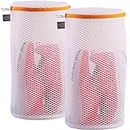 Kimmama Shoes Wash Bags,Sneaker Mesh Washing Bag,Shoe Cleaning Laundry Bag for Gym Shoes,Sneaker,Yeezt Boost,Slipper,Honeycomb Fabric,Orange Zipper,Large Size,7 x 15 inch,Pack of 2