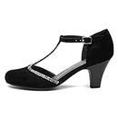 Lilley Vivien Womens Black T-Bar Court Shoe - Size 4 UK - Black