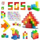 AOMACO 67 Pieces Magnetic Blocks STEM Magnetic Building Blocks 1.18in Construction Blocks Toys for Kids 3D Educational Preschool Magnetic Creative Toys for Girls & Boys 3+Years Old