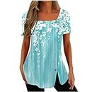 Warehouse Sale Clearance Women's Tops, Tees & Blouses Plus Size Tunic Tops for Women Trendy 2024 Boho Floral Shirts Short Sleeve Notch v Neck t-Shirt Graphic Tees Blouse