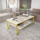 Decorotika Flora Coffee Table w/ Storage Wood/Faux Marble/Metal in Brown/Yellow | 18 H x 47.2 W x 23.6 D in | Wayfair FLR47CT01