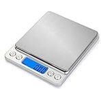 Digital LCD Kitchen Scale, Electric Food Scale for Weighting, Stainless Steel Panel 0.01 g-500g Mini Pocket Square Shape for Home, Office, Jewelry