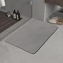 Absorbent Bath Mat, Rubber Non Slip Quick Dry Super Absorbent Thin Bathroom Rugs Fit Under Door-Washable Bathroom Floor Mats-Shower Rug for in Front of Bathtub, Shower (Gray Rectangle (40 * 60cm))
