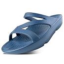 HUHV Z Strap Recovery Walking Slide Sandals for Women - Navy, Size 9