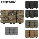 ERQYGRA Tactical Molle FAST 5.56 Triple Mag Pouch Long Magazine Ammo Clip Strap Holder Pocket