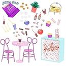 Glitter Girls Playset with 60+ Pieces – Patio Furniture Table & Chairs for Play Food & Cash Register – 3 Years + – GG Sweet Shop Terrace Set, GG57209Z, Coloris Assortis