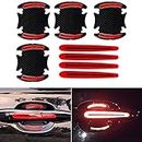 8Pieces Universal 3D Carbon Fiber Auto Door Handle Scratch Protection Cover Guard Film, Universal Car Door Cup Handle Paint Scratch Protector Sticker Car Door Handle Safety Reflective Strips (Red)