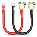 EEEKit 2Pcs 3AWG 30cm Car Battery Cables, 25mm² 12V-24V Red and Black Battery Terminals Connectors (Max 125A), SC35-10 Ring Terminals Copper Wire for Auto, Truck, Motorcycle, Solar, RV, Marine