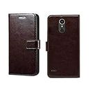 Pinaaki Enterprises LG K10 2017 Case | Premium Leather Finish | with Card Pockets | Wallet Stand |Complete Protection Cover for LG K10 2017 - Coffee