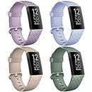 AK 4 Pack Straps Compatible with Fitbit Charge 4 Strap/Fitbit Charge 3 Strap for Women and Men,Soft Silicone Adjustable Replacement Sport Wristband for Fitbit Charge 3 SE/Fitbit Charge 4(S,Pack E)