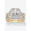 Women's Gold Over Silver Bridal Ring Set Cubic Zirconia (2 1/5 Cttw Tdw) by PalmBeach Jewelry in Cubic Zirconia (Size 6)