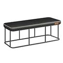VASAGLE EKHO Collection Bench for Entryway Bedroom, Synthetic Leather with Stitching, Ottoman Bench with Steel Frame, Living Dining Room, Mid-Century Modern, Loads 660 lb, Ink Black ULOM073B01