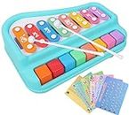LONGMIRE 2 in 1 Baby Piano Xylophone Toy for Toddlers 1-3 Years Old 8 Multicolored Key Keyboard Xylophone Piano Preschool Educational Musical Learning Instruments Toy for Baby Kids Girls Boys