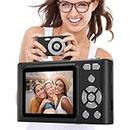 LEJPSSGO Digital Camera Full HD 4K 48MP Video Blog Camera with Auto Focus 16x Digital Zoom with 64GB Portable Compact Travel Camera for Men and Women Students Teenagers (Black)