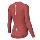 Wulibike Cycling Jersey Women Long Sleeve,Bike Shirts for Women Biking Tops Breathable Cycle Jerseys with 4 Pockets Red M