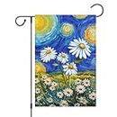 Louise Maelys Welcome Spring Garden Flag 12x18 Double Sided Vertical, Burlap Small Daisy Flower Garden Yard House Flags Outside Outdoor House Hello Spring Summer Decoration (ONLY FLAG)